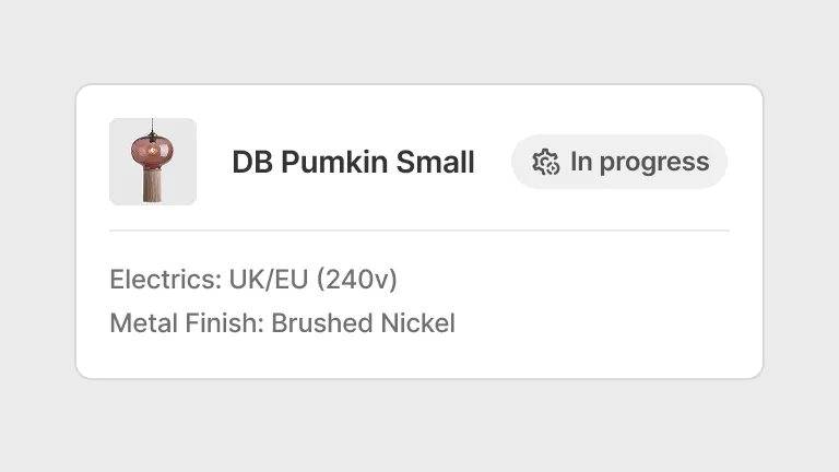 Production status on the order page